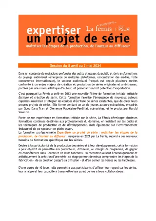 Brochure Expertiser un projet de série 2024.2